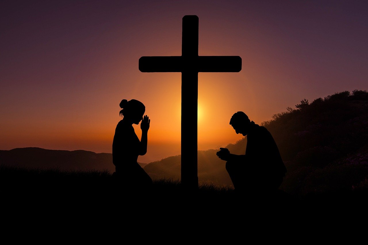 cross, sunset, humility